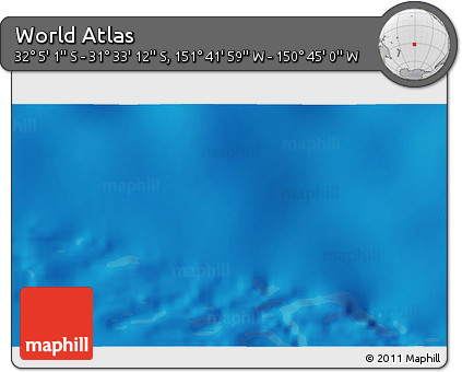 Physical 3D Map of the Area around 31° 49' 7" S, 151° 13' 29" W