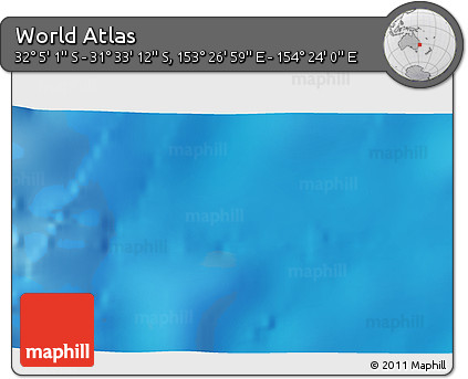 Physical 3D Map of the Area around 31° 49' 7" S, 153° 55' 30" E