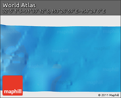 Physical 3D Map of the Area around 31° 49' 7" S, 153° 55' 30" E