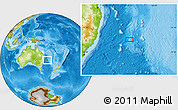 Physical Location Map of the area around 31° 49' 7" S, 157° 19' 29" E