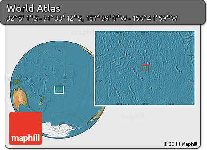 Satellite Location Map of the Area around 31° 49' 7" S, 157° 10' 30" W
