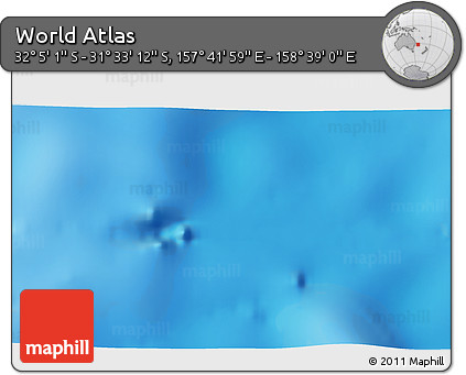 Shaded Relief 3D Map of the Area around 31° 49' 7" S, 158° 10' 30" E