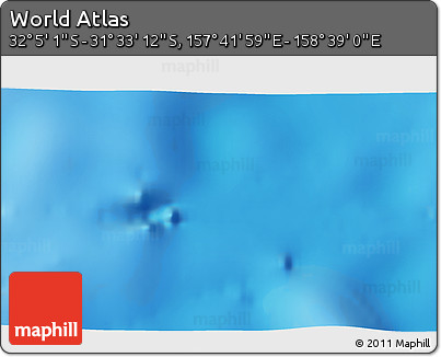 Shaded Relief 3D Map of the Area around 31° 49' 7" S, 158° 10' 30" E