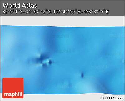 Shaded Relief 3D Map of the Area around 31° 49' 7" S, 158° 10' 30" E