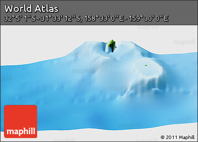 Physical Panoramic Map of the Area around 31° 49' 7" S, 159° 1' 30" E