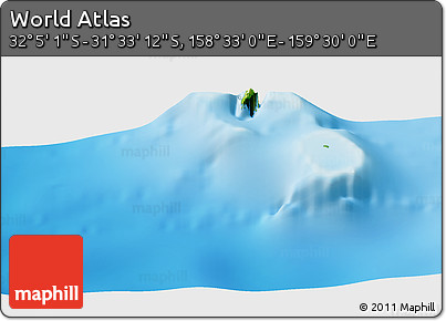Physical Panoramic Map of the Area around 31° 49' 7" S, 159° 1' 30" E