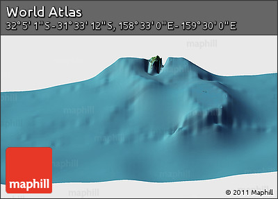 Satellite Panoramic Map of the Area around 31° 49' 7" S, 159° 1' 30" E
