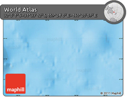 Physical Map of the Area around 31° 49' 7" S, 159° 52' 30" E