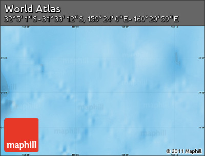 Physical Map of the Area around 31° 49' 7" S, 159° 52' 30" E