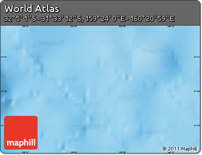 Physical Map of the Area around 31° 49' 7" S, 159° 52' 30" E