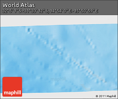 Shaded Relief 3D Map of the Area around 31° 49' 7" S, 15° 22' 30" E