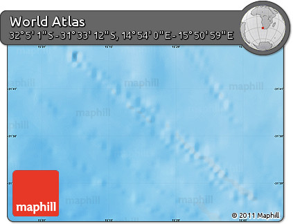 Physical Map of the Area around 31° 49' 7" S, 15° 22' 30" E