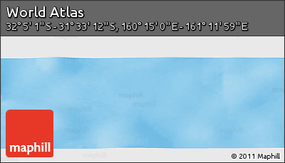 Physical Panoramic Map of the Area around 31° 49' 7" S, 160° 43' 29" E