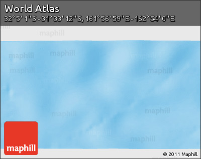 Shaded Relief 3D Map of the Area around 31° 49' 7" S, 162° 25' 30" E