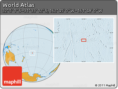 Political Location Map of the Area around 31° 49' 7" S, 162° 16' 30" W