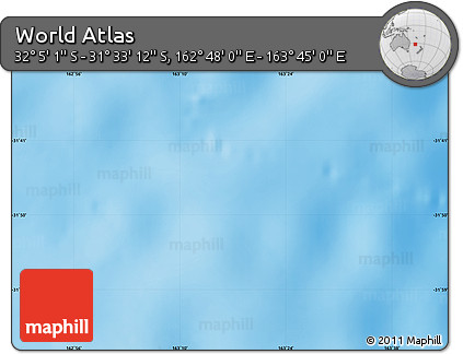 Physical Map of the Area around 31° 49' 7" S, 163° 16' 30" E