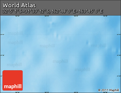 Physical Map of the Area around 31° 49' 7" S, 163° 16' 30" E