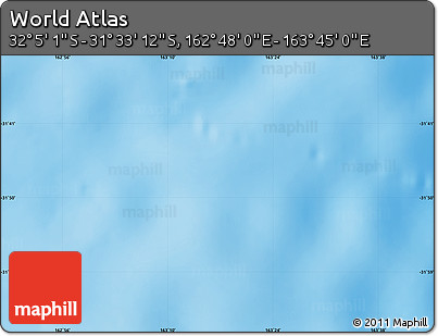 Physical Map of the Area around 31° 49' 7" S, 163° 16' 30" E