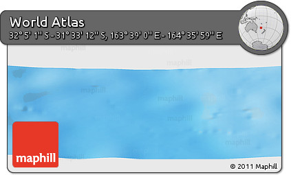 Shaded Relief Panoramic Map of the Area around 31° 49' 7" S, 164° 7' 30" E