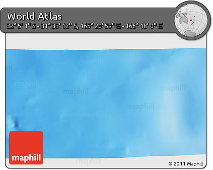 Physical 3D Map of the Area around 31° 49' 7" S, 165° 49' 29" E