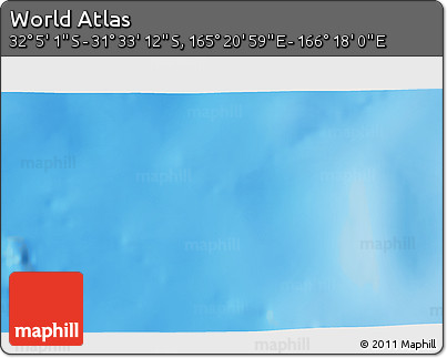 Physical 3D Map of the Area around 31° 49' 7" S, 165° 49' 29" E