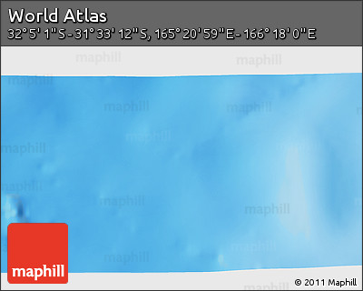 Shaded Relief 3D Map of the Area around 31° 49' 7" S, 165° 49' 29" E