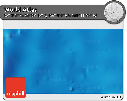Physical 3D Map of the Area around 31° 49' 7" S, 165° 40' 30" W