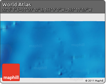 Physical 3D Map of the Area around 31° 49' 7" S, 165° 40' 30" W