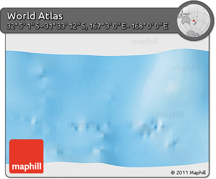 Shaded Relief 3D Map of the Area around 31° 49' 7" S, 167° 31' 30" E