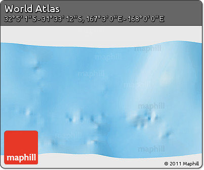 Shaded Relief 3D Map of the Area around 31° 49' 7" S, 167° 31' 30" E