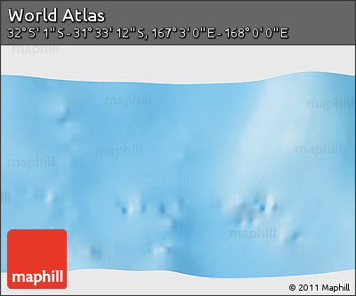 Shaded Relief 3D Map of the Area around 31° 49' 7" S, 167° 31' 30" E