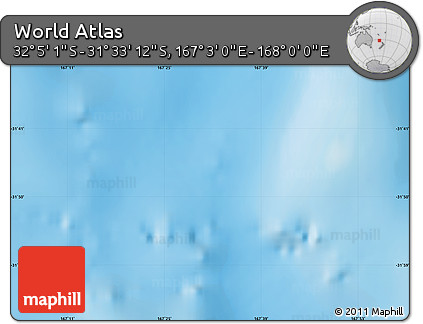 Physical Map of the Area around 31° 49' 7" S, 167° 31' 30" E