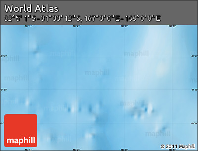 Physical Map of the Area around 31° 49' 7" S, 167° 31' 30" E