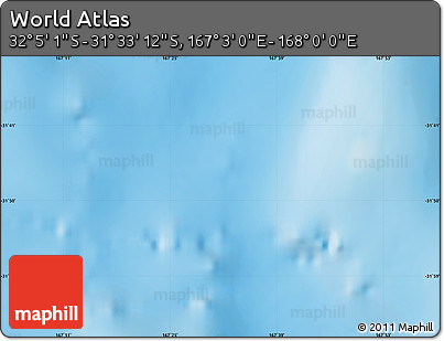 Physical Map of the Area around 31° 49' 7" S, 167° 31' 30" E