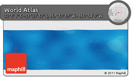 Physical Panoramic Map of the Area around 31° 49' 7" S, 167° 22' 30" W