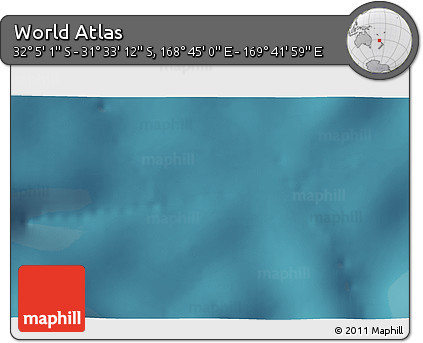 Satellite 3D Map of the Area around 31° 49' 7" S, 169° 13' 29" E