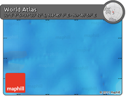 Physical Map of the Area around 31° 49' 7" S, 169° 13' 29" E
