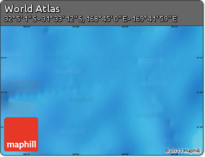 Physical Map of the Area around 31° 49' 7" S, 169° 13' 29" E