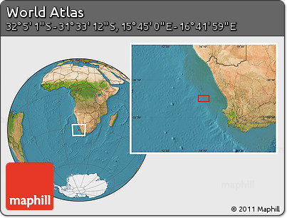 Satellite Location Map of the Area around 31° 49' 7" S, 16° 13' 30" E