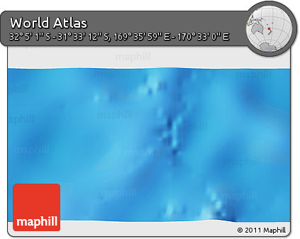 Shaded Relief 3D Map of the Area around 31° 49' 7" S, 170° 4' 29" E