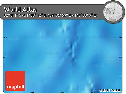 Physical Map of the Area around 31° 49' 7" S, 170° 4' 29" E