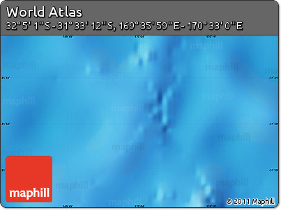 Physical Map of the Area around 31° 49' 7" S, 170° 4' 29" E