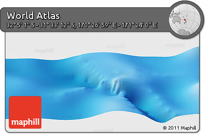 Physical Panoramic Map of the Area around 31° 49' 7" S, 170° 55' 30" E