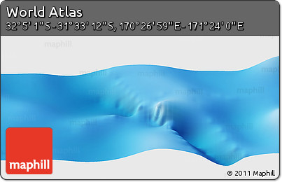 Physical Panoramic Map of the Area around 31° 49' 7" S, 170° 55' 30" E