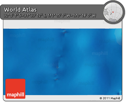 Physical 3D Map of the Area around 31° 49' 7" S, 170° 46' 30" W