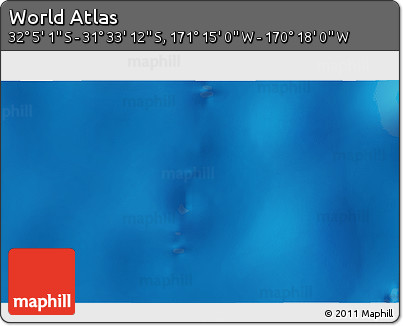Physical 3D Map of the Area around 31° 49' 7" S, 170° 46' 30" W