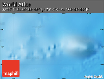 Physical Map of the Area around 31° 49' 7" S, 173° 28' 29" E