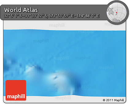 Shaded Relief 3D Map of the Area around 31° 49' 7" S, 174° 19' 29" E
