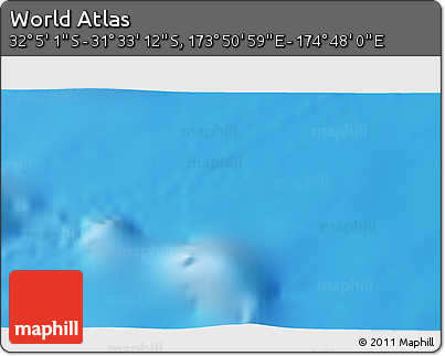 Shaded Relief 3D Map of the Area around 31° 49' 7" S, 174° 19' 29" E