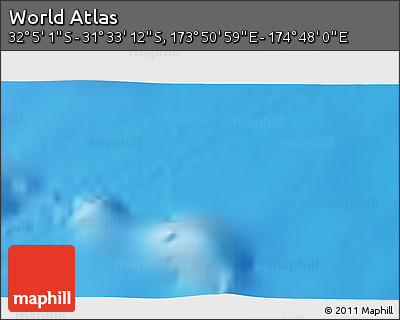 Shaded Relief 3D Map of the Area around 31° 49' 7" S, 174° 19' 29" E